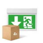 Mehrfachpackung 4x Noxion LED Notausgangsschild  | Wall/Deckenmontage | 3.5W 20lm | 30m Betrachtungsabstand - 3 Stunden Notlicht - Inkl. 4 Richtungen